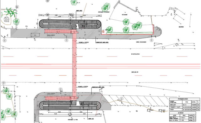 Gráfico de como quedará el Puente de la Pava de Gavà Mar según el proyecto constructivo (Febrero de 2007)